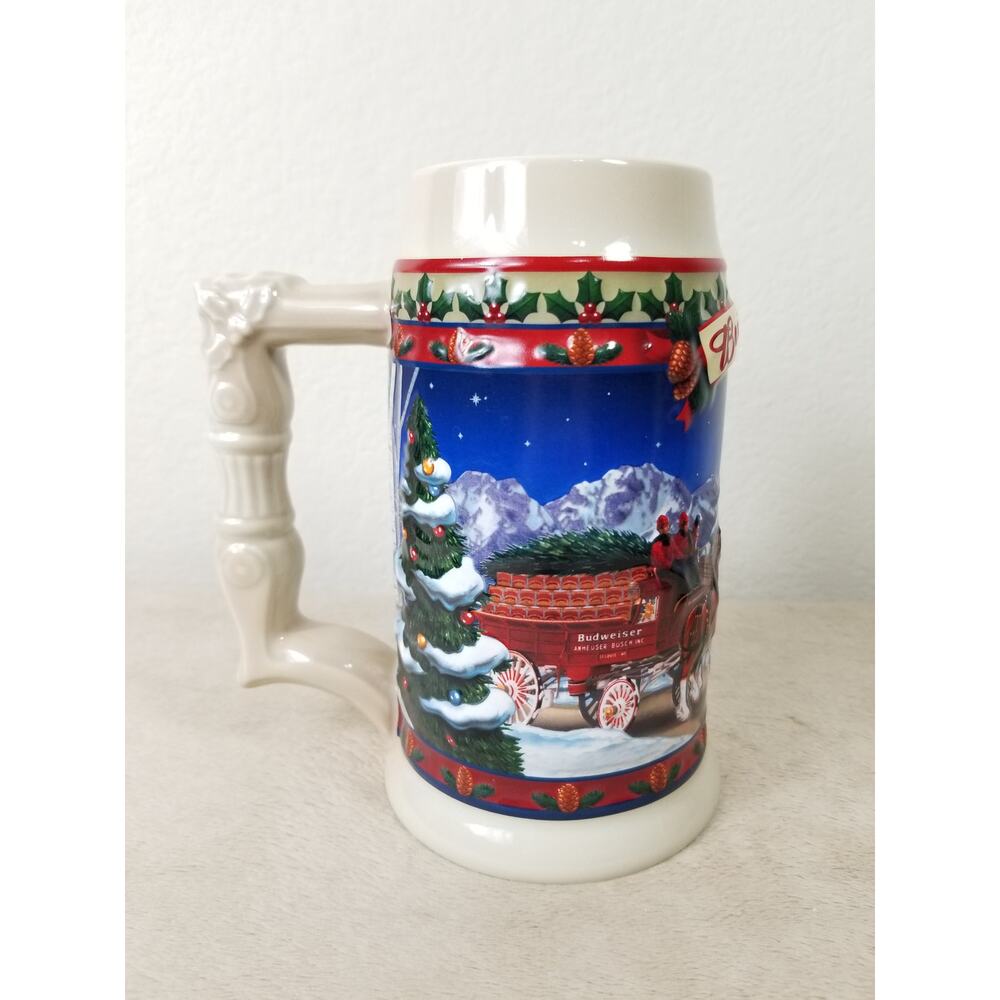 Christmas Budweiser Stein Beer Mug 7 1/2" Old Towne Holiday 2003 Handcrafted
